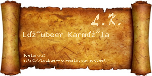 Löwbeer Karméla névjegykártya